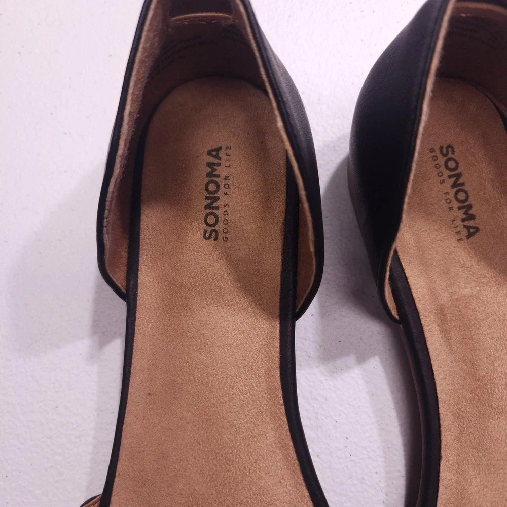Sonoma Goods For Life Sandals Womens 8 Black Woven‎ D'Orsay Slip On Flats